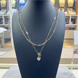 Layered Gold Heart Cross Necklace‎ Coquette Soft Girl Y2K Romantic Dainty 19"